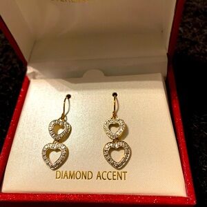 9.25 Gold and Silver Heart Drop Earrings